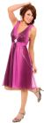Two Tone V-Neck Shimmery Party Dress in Magenta